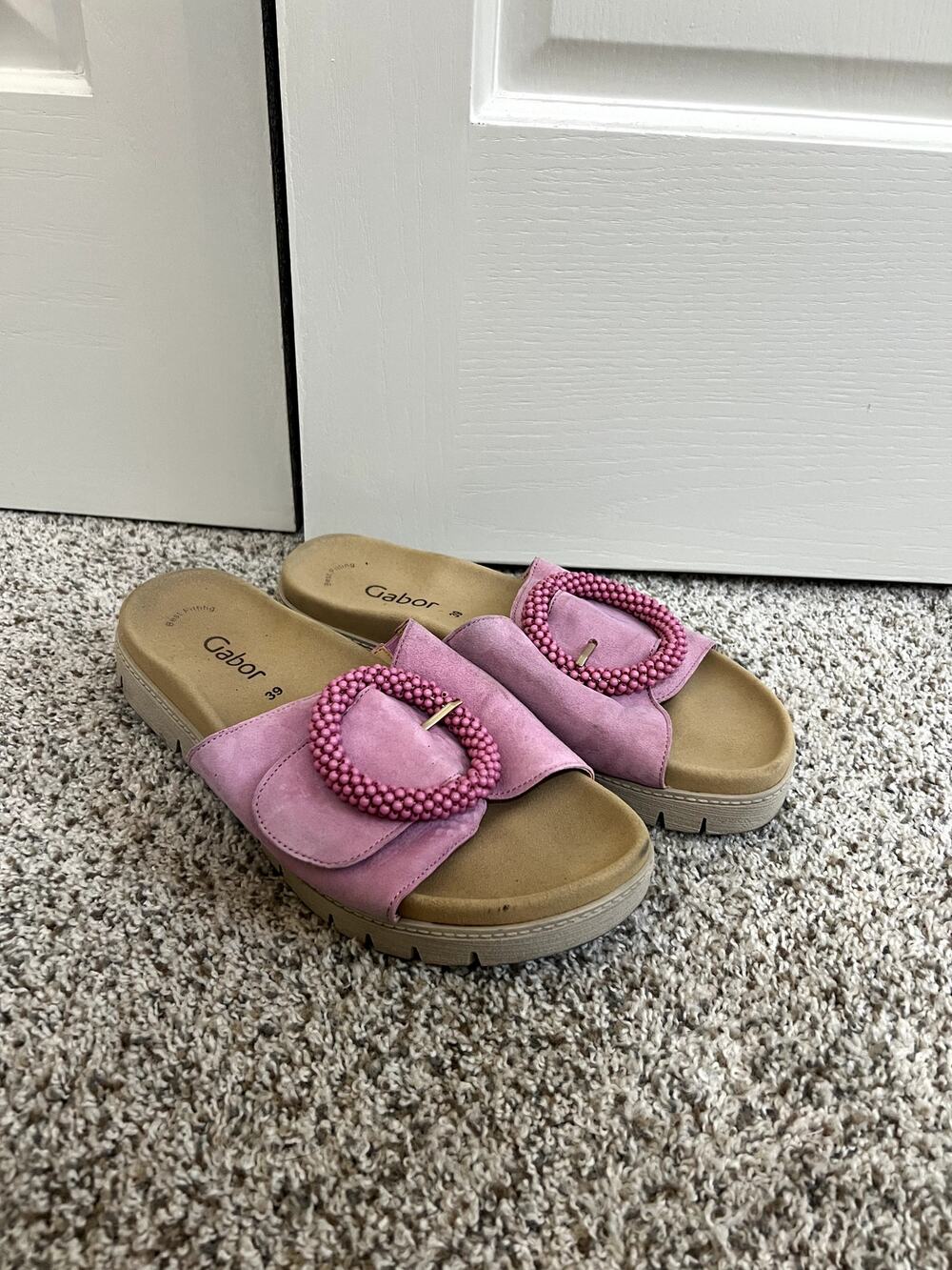 Gabor Womens 63.745 Pink Platform Slide Sandals Size 39/8.5